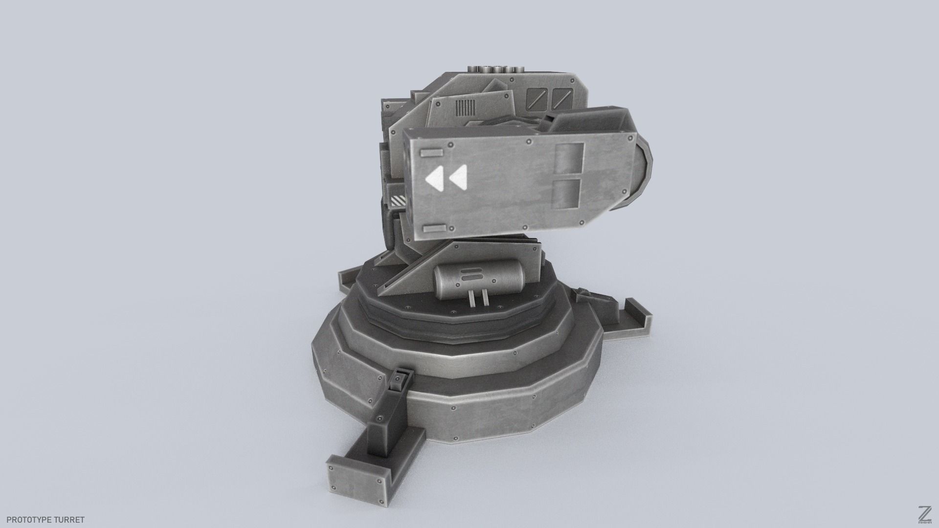 Prototype turret Low-poly 3D model_3