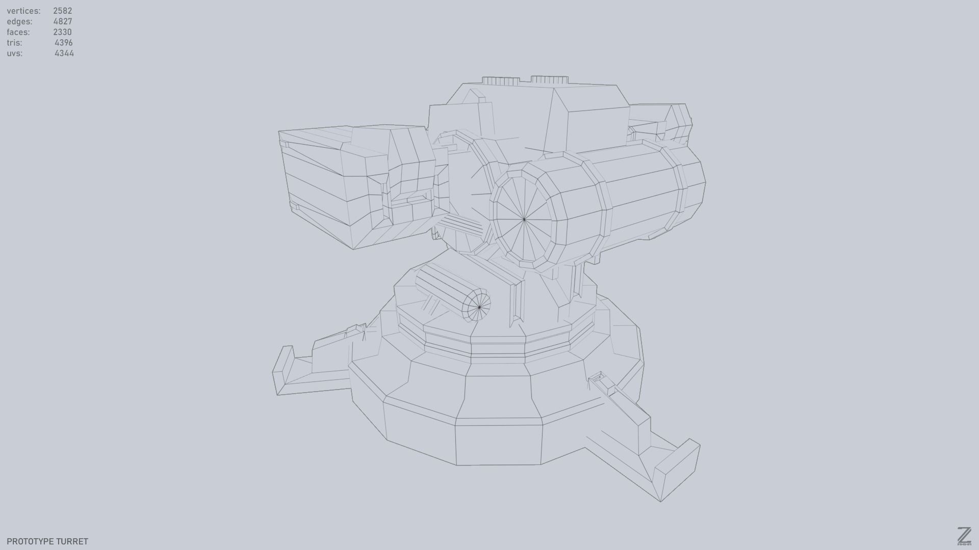 Prototype turret Low-poly 3D model_9