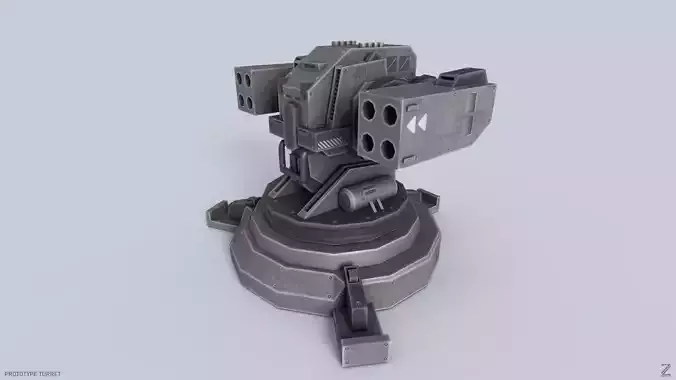 Prototype turret Low-poly 3D model