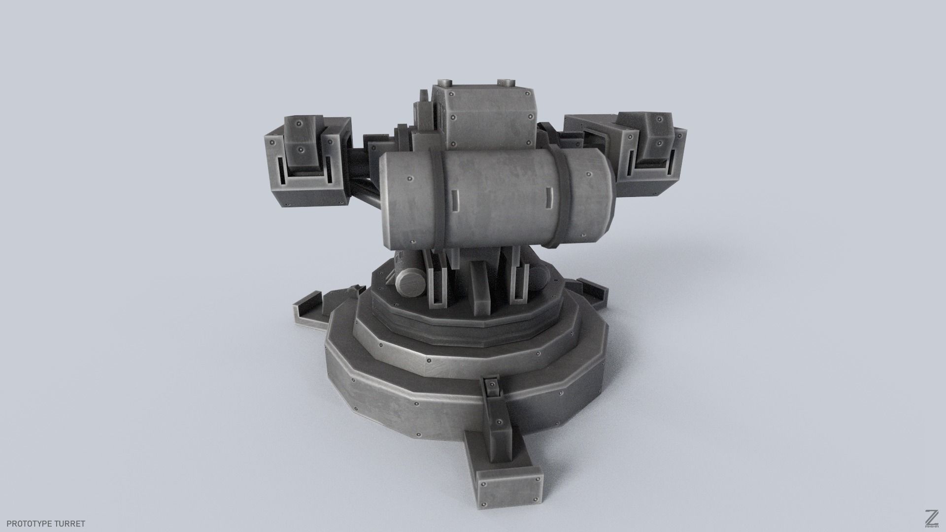 Prototype turret Low-poly 3D model_7
