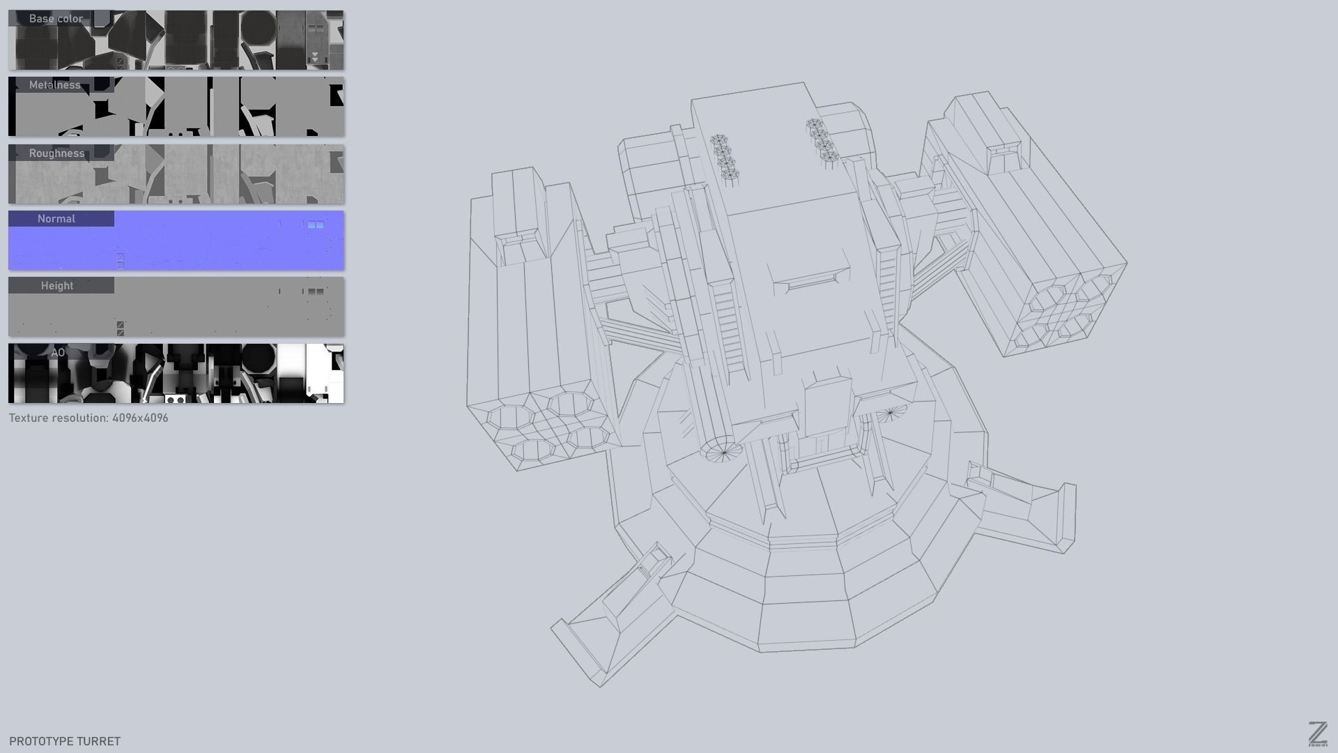 Prototype turret Low-poly 3D model_2