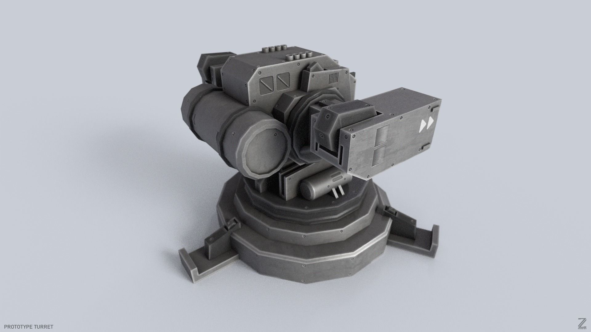 Prototype turret Low-poly 3D model_5