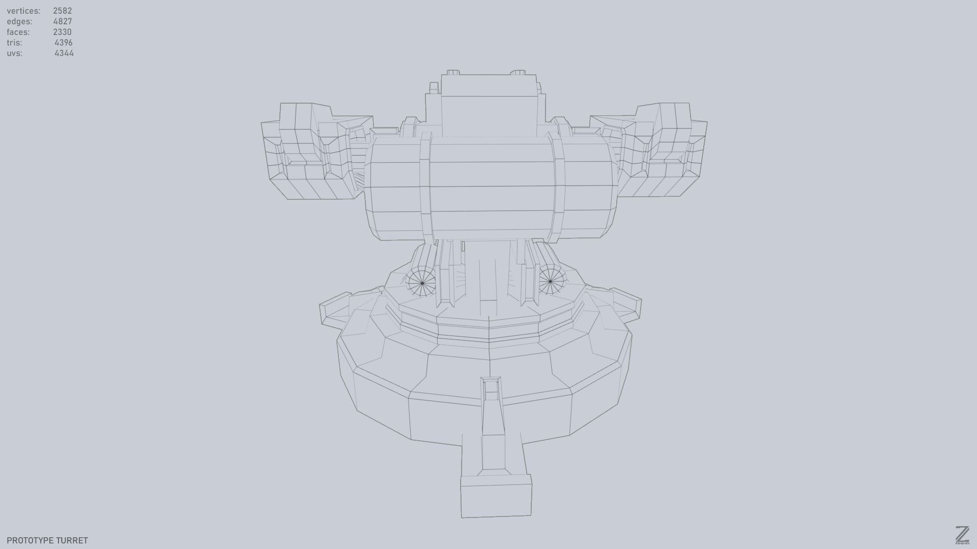 Prototype turret Low-poly 3D model_14