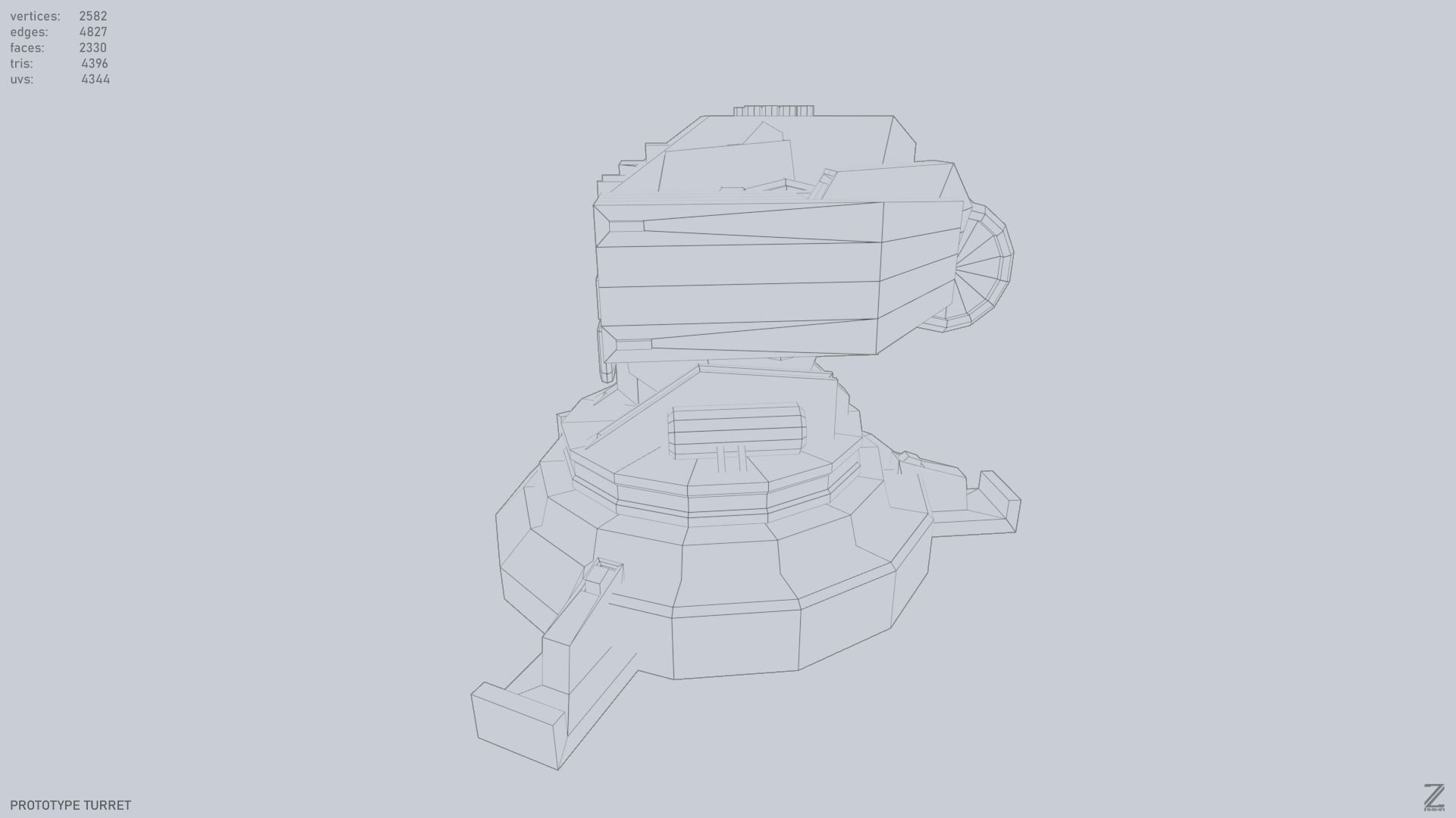 Prototype turret Low-poly 3D model_8