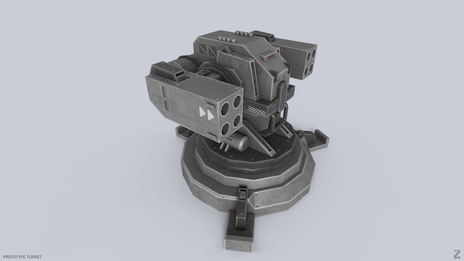 Prototype turret Low-poly 3D model_6