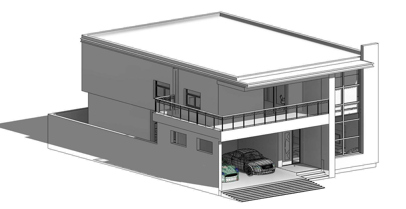 3 Bedrooms Modern villa Low-poly 3D model_7
