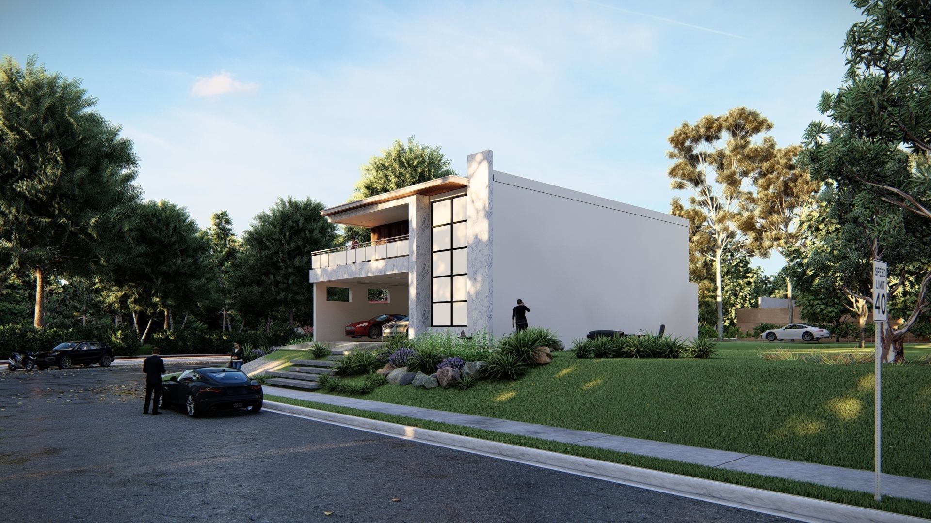 3 Bedrooms Modern villa Low-poly 3D model_5