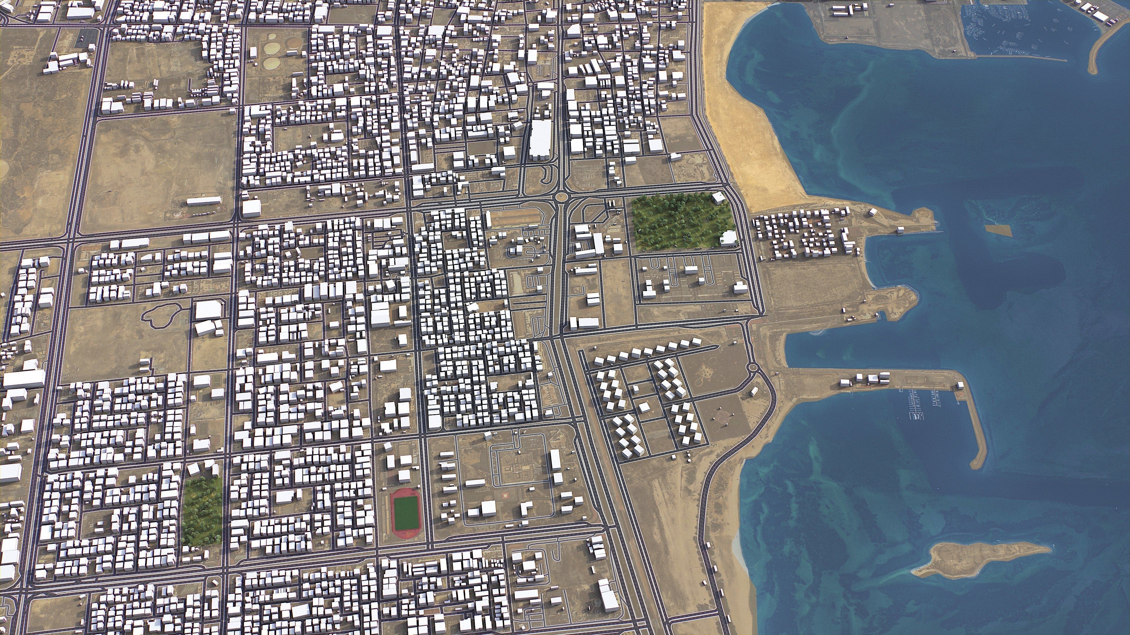 Jubail - 3D City Model Low-poly 3D model_1