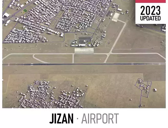 Jizan Airport Low-poly 3D model