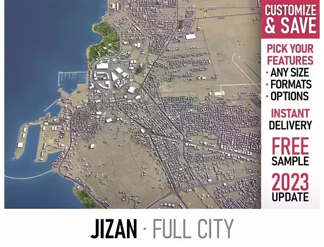 Jizan - 3D City Model Low-poly 3D model