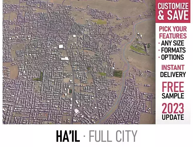 Hail - 3D City Model Low-poly 3D model