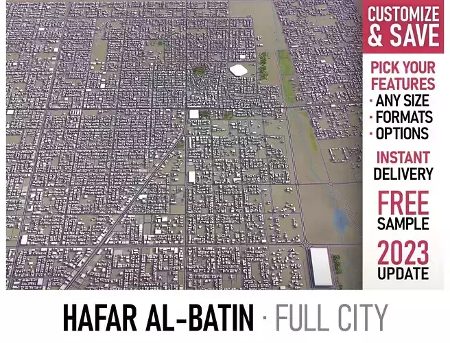 Hafar al-Batin - 3D City Model Low-poly 3D model
