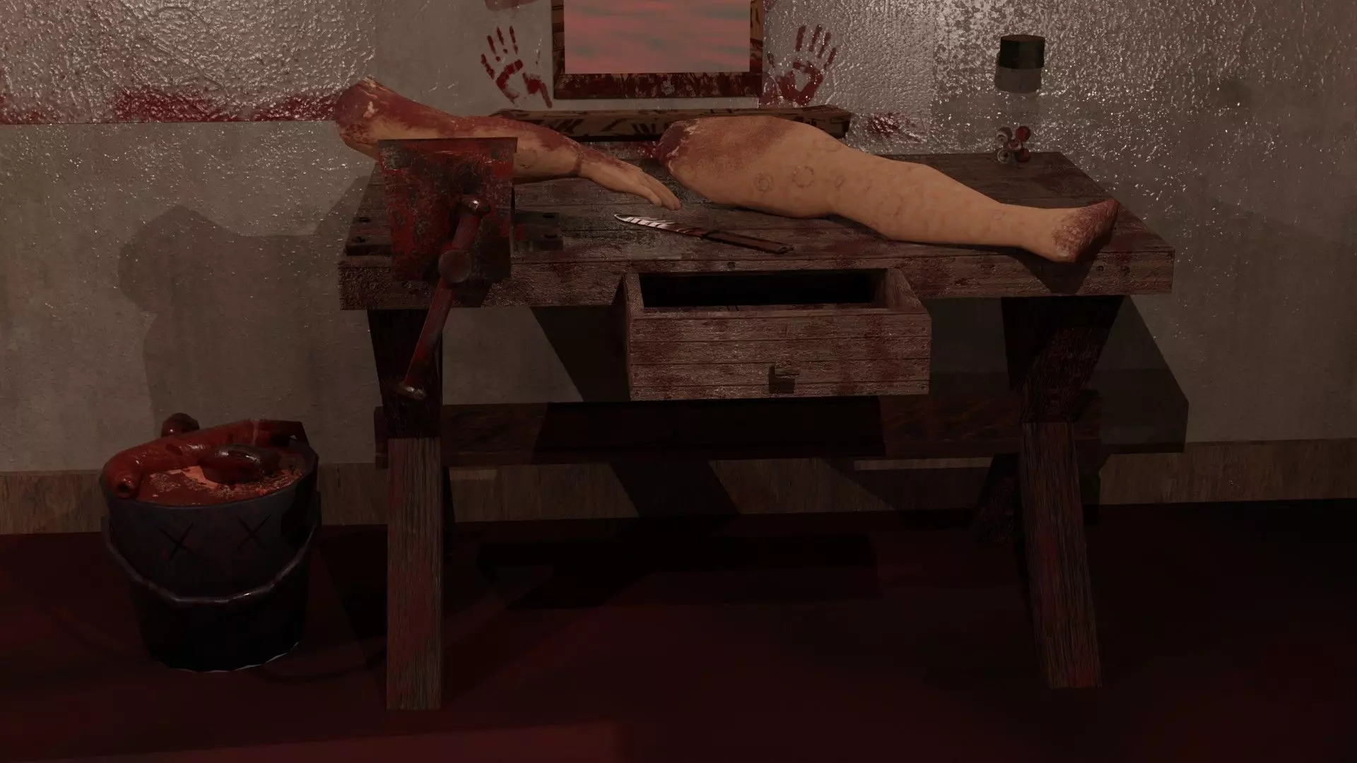 Dark House Realm Butchery Legacy Mansion Tools Organ Pail Low-poly 3D model_0