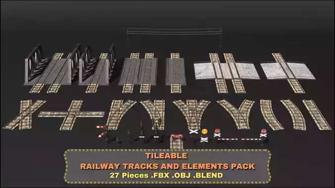 Tileable Railway Tracks and Props Pack