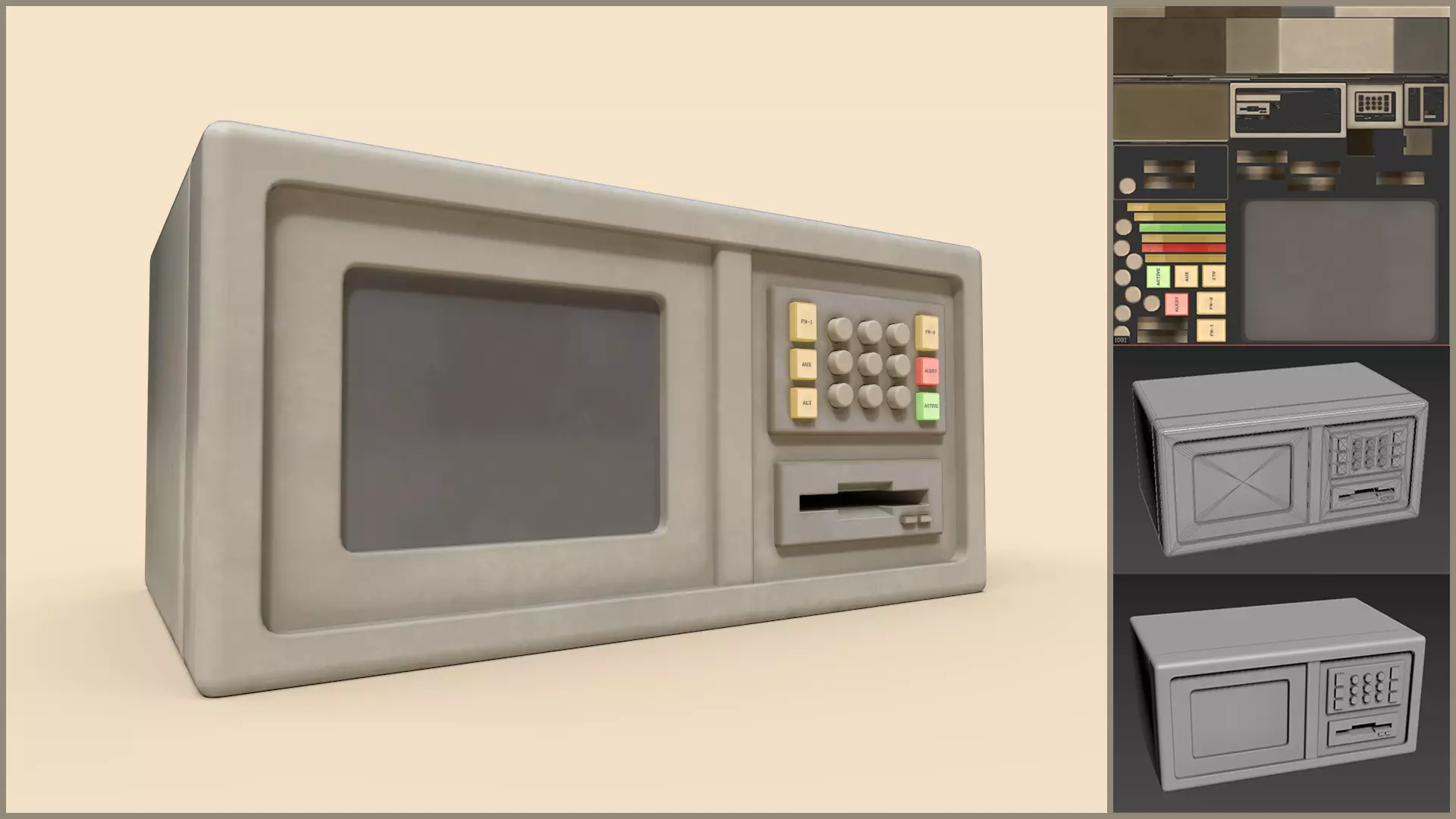 Stylized Basic Retrofuturism Console Low-poly 3D model_0