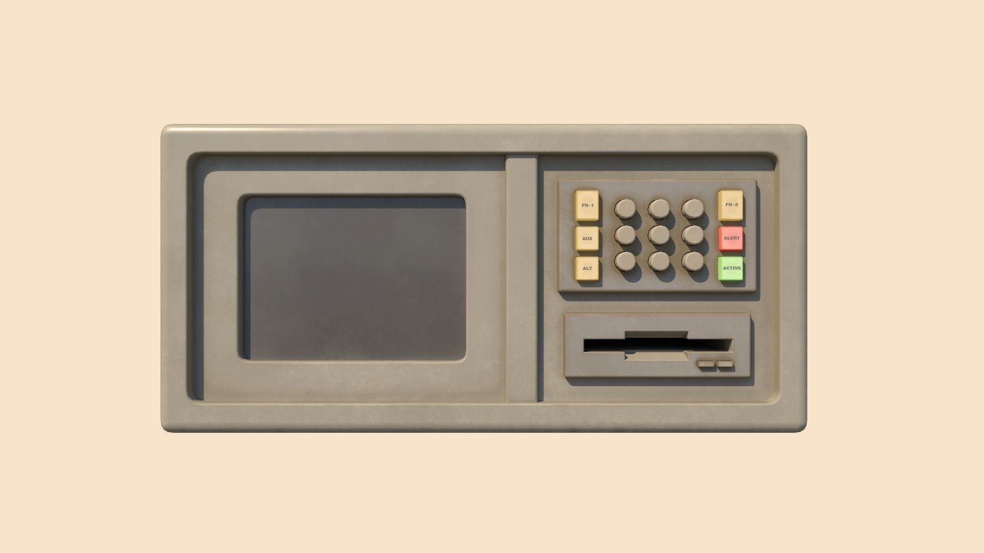 Stylized Basic Retrofuturism Console Low-poly 3D model_2