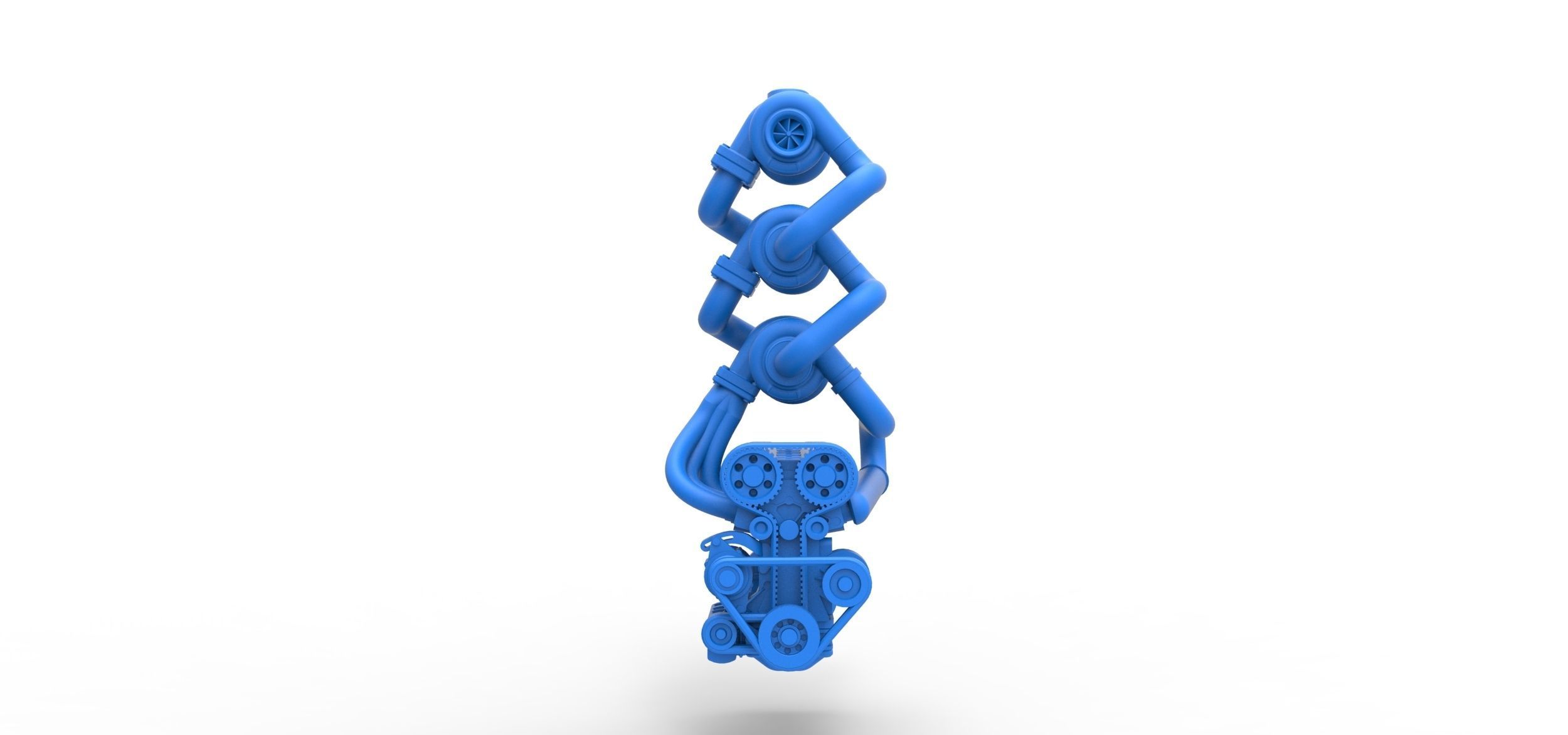 Triple Turbo straight-six engine Scale 1 to 25 3D print model_3