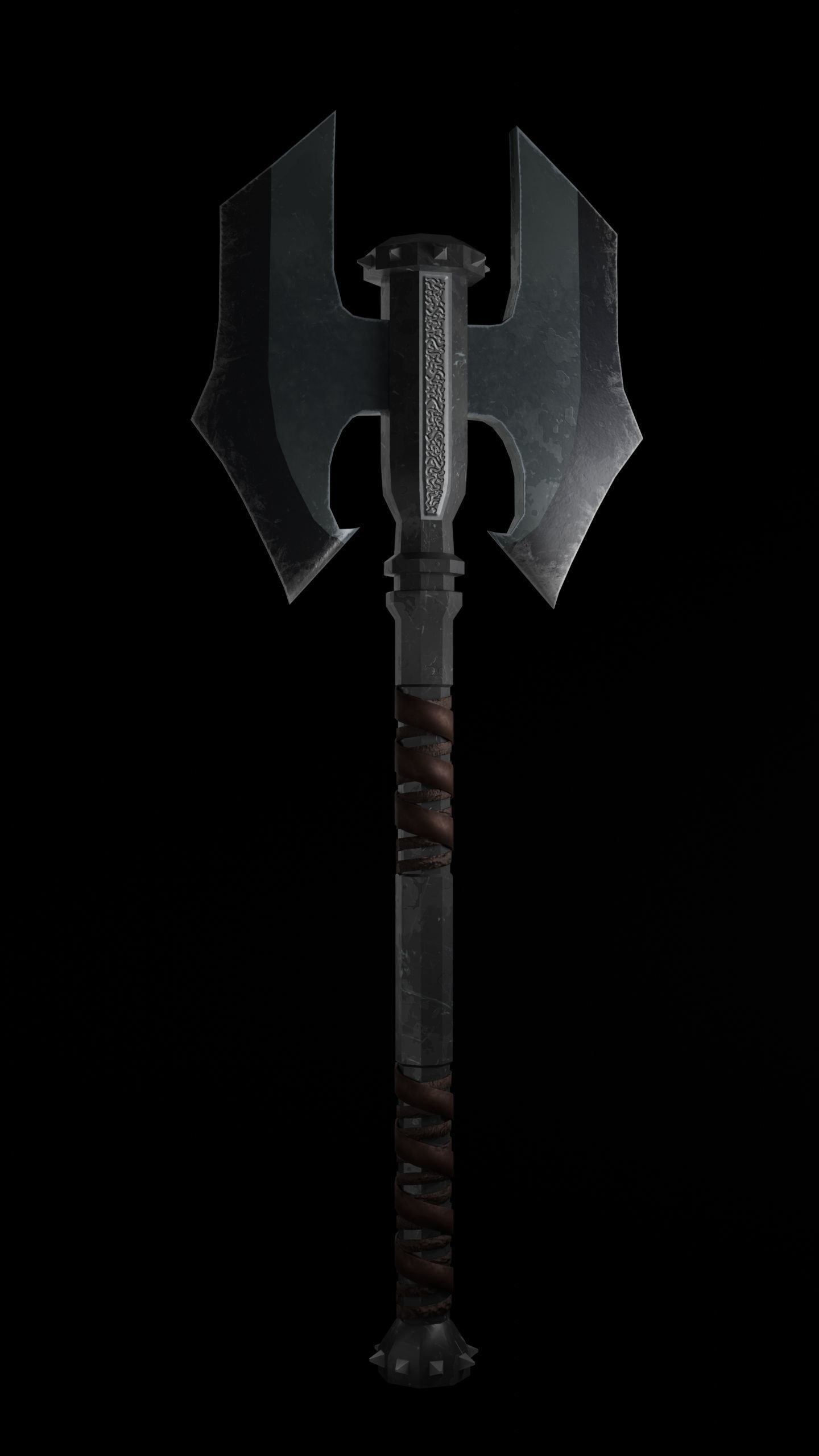 Two-faced Great axe Low-poly 3D model_1