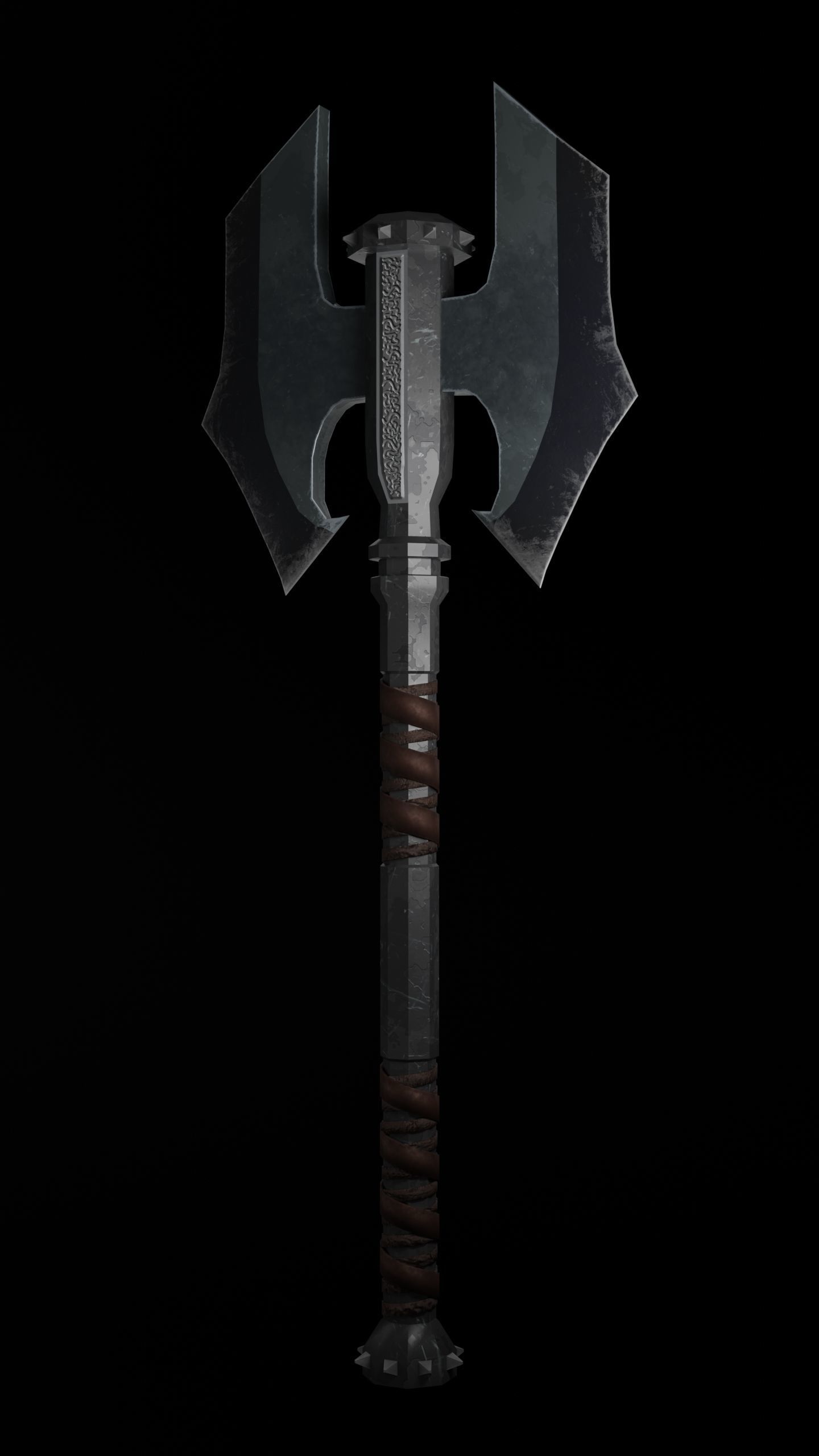 Two-faced Great axe Low-poly 3D model_2