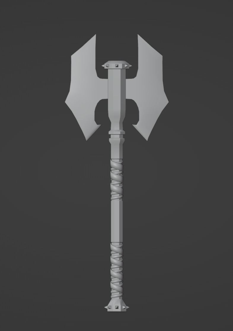 Two-faced Great axe Low-poly 3D model_5