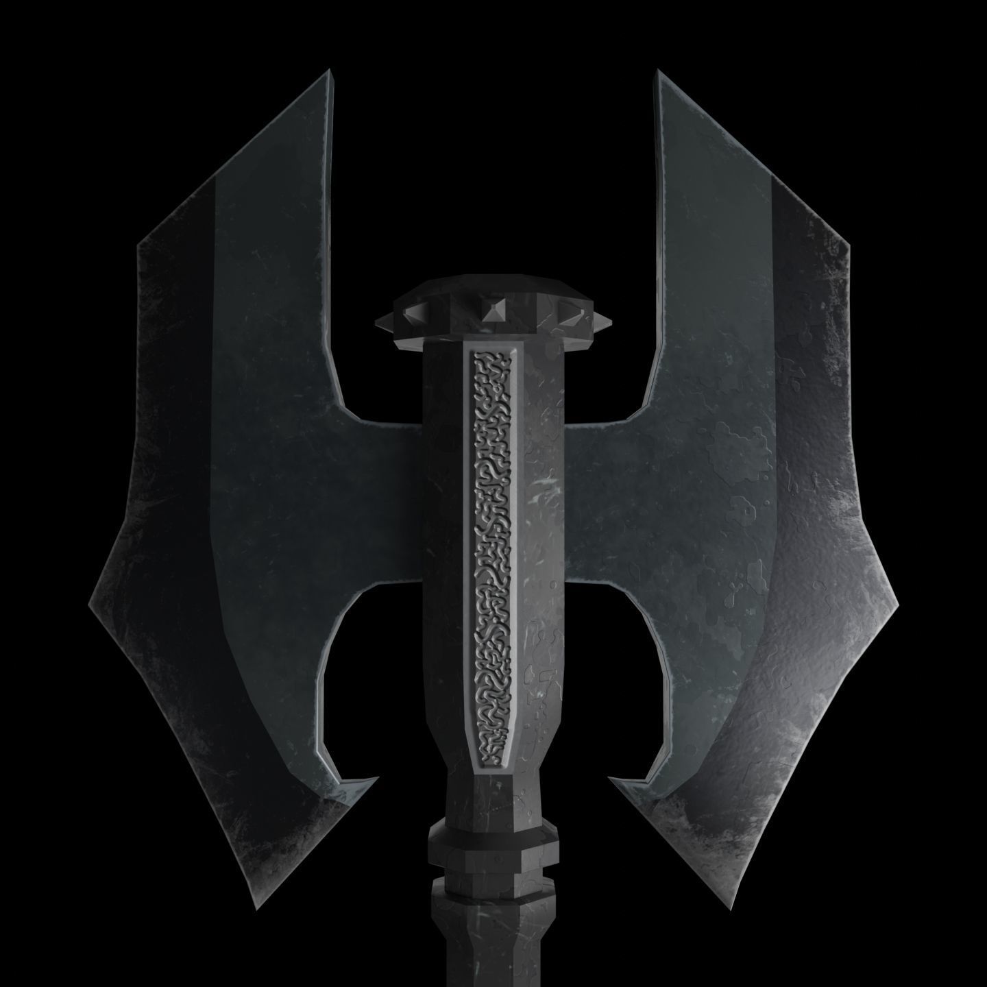 Two-faced Great axe Low-poly 3D model_4