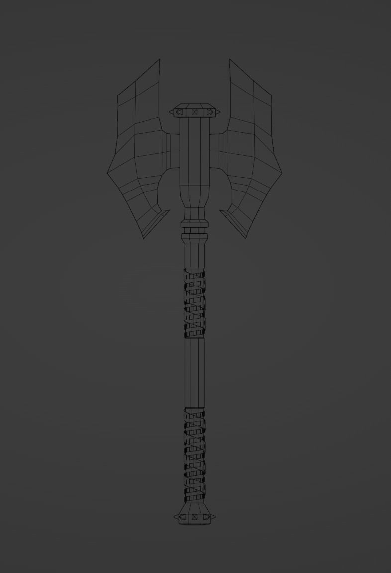 Two-faced Great axe Low-poly 3D model_6
