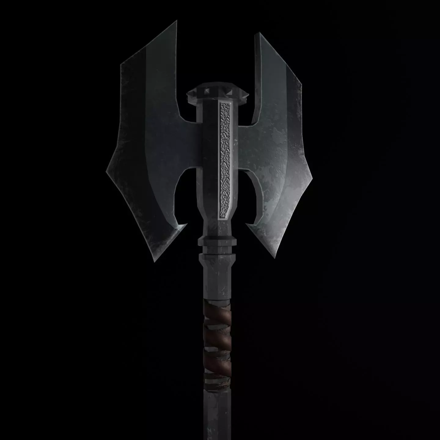 Two-faced Great axe Low-poly 3D model_0
