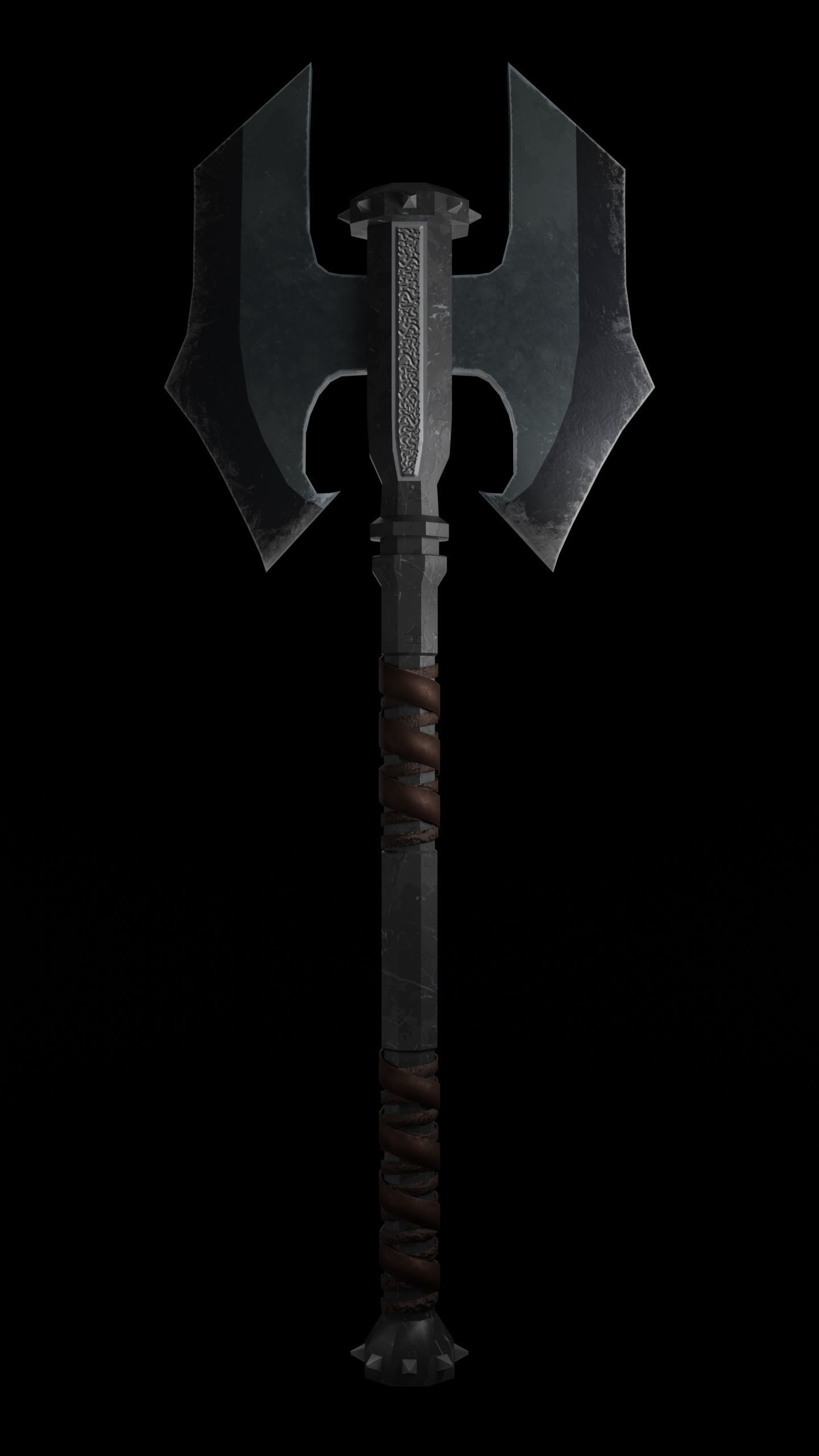 Two-faced Great axe Low-poly 3D model_3
