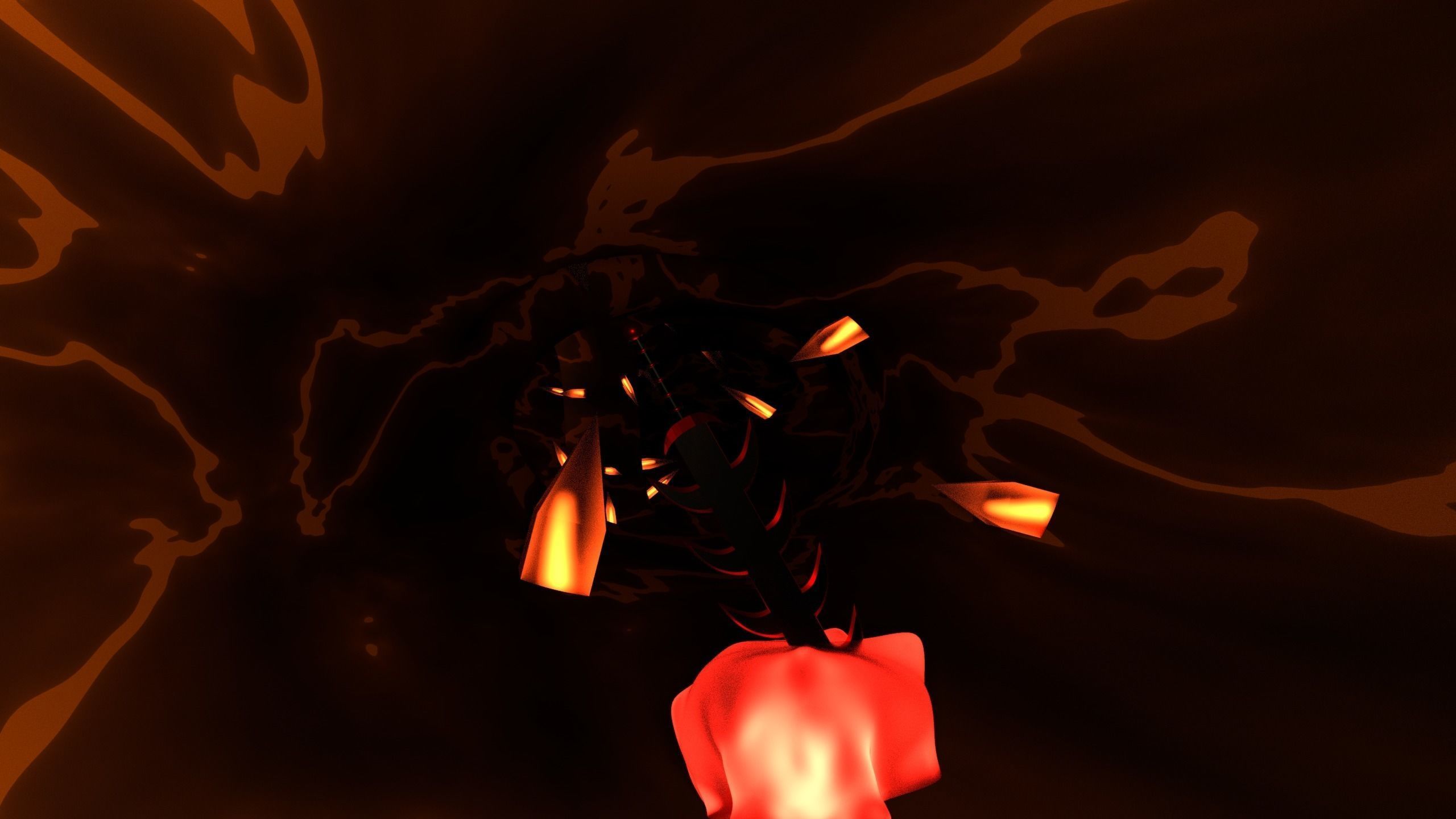 Crystal cave with Hellfire Sword Free 3D model_0