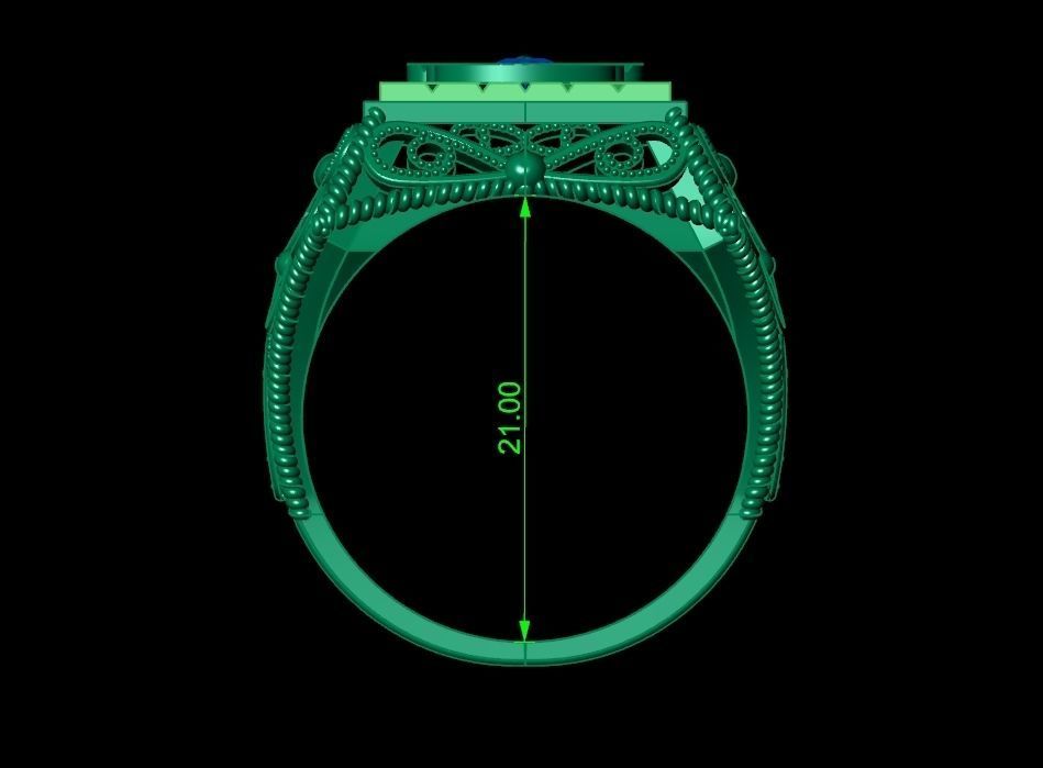 mens signet ring with a crown and patterns on the sides  901 3D print model_9