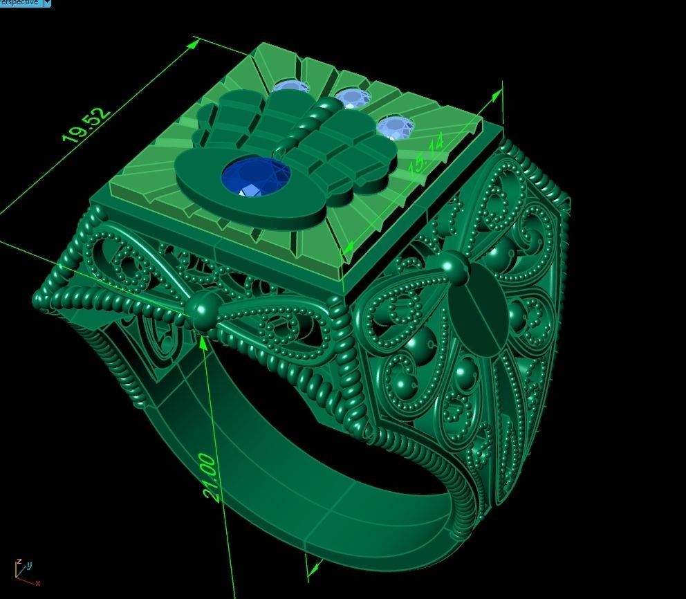 mens signet ring with a crown and patterns on the sides  901 3D print model_10
