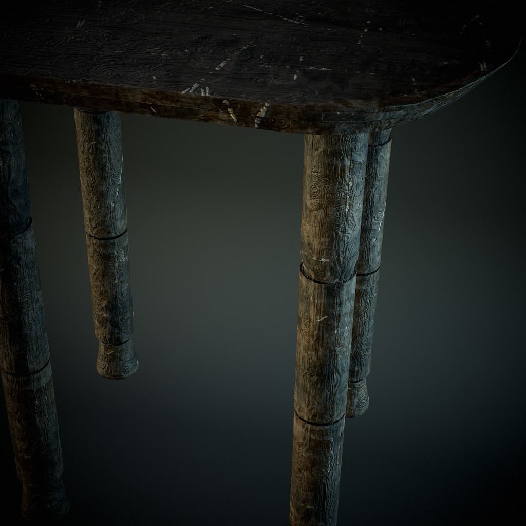 Dirty Old Stool Low-poly 3D model_6