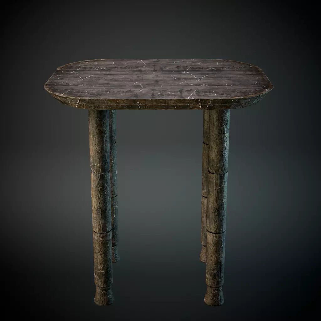 Dirty Old Stool Low-poly 3D model_0