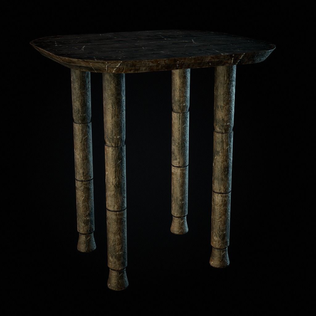 Dirty Old Stool Low-poly 3D model_7