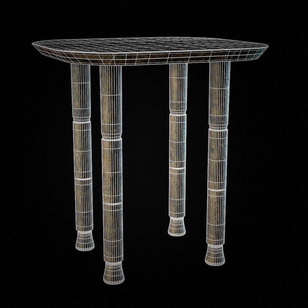 Dirty Old Stool Low-poly 3D model_8