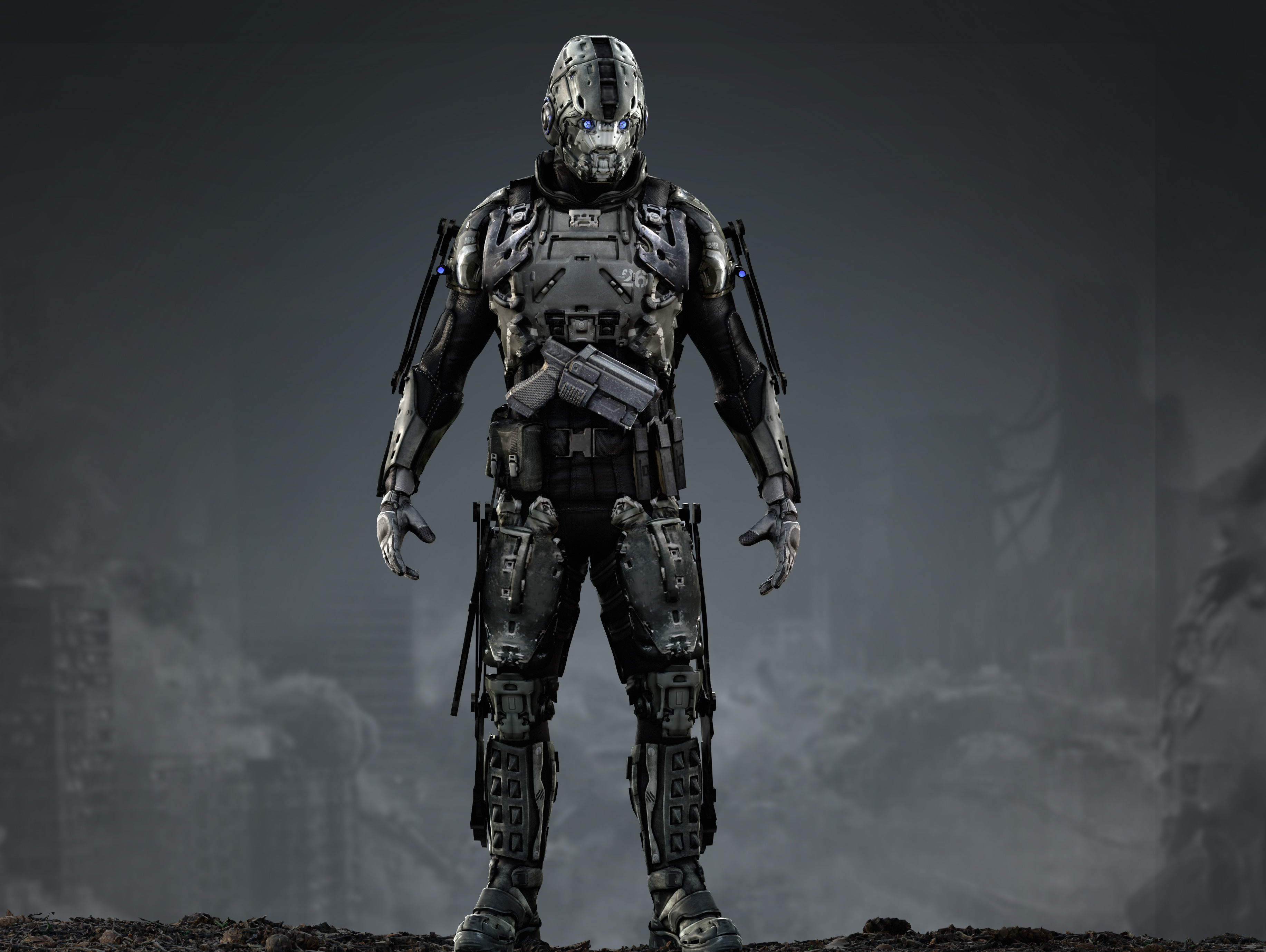 Elite Soldier from Warriors of Future  Low-poly 3D model_3