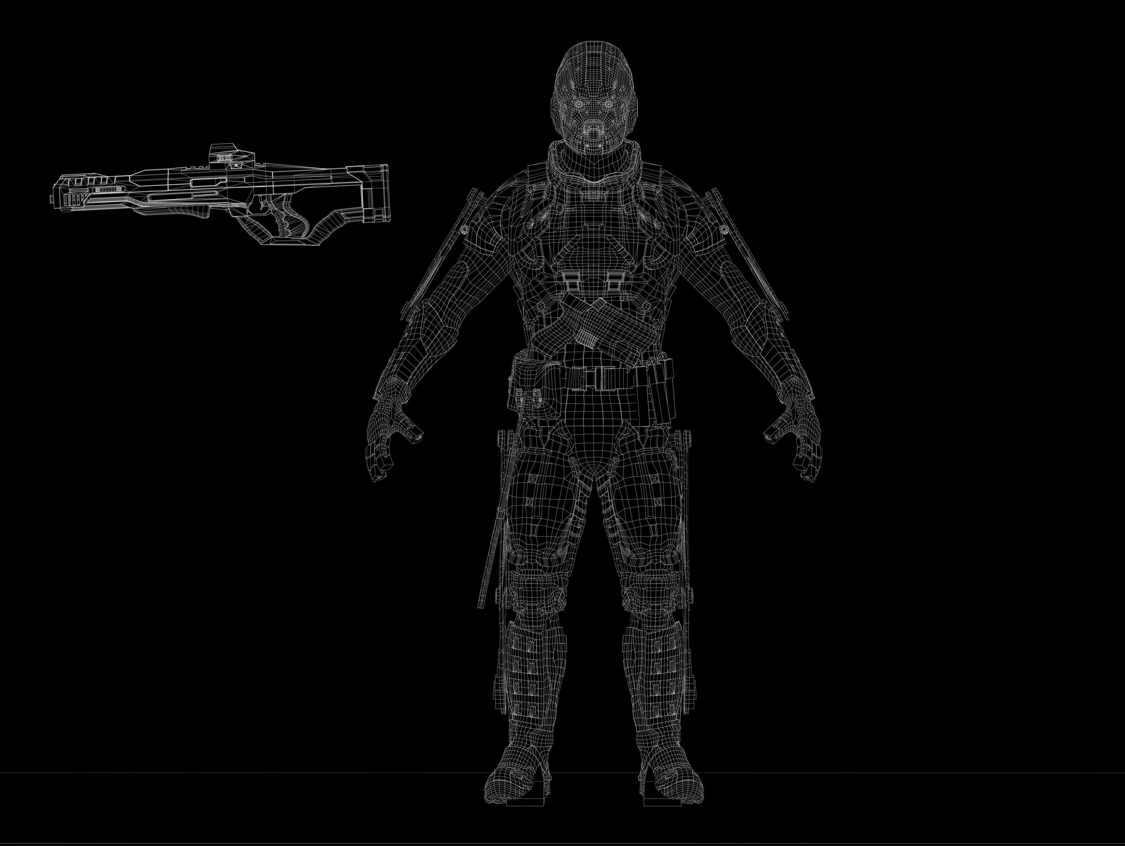 Elite Soldier from Warriors of Future  Low-poly 3D model_13