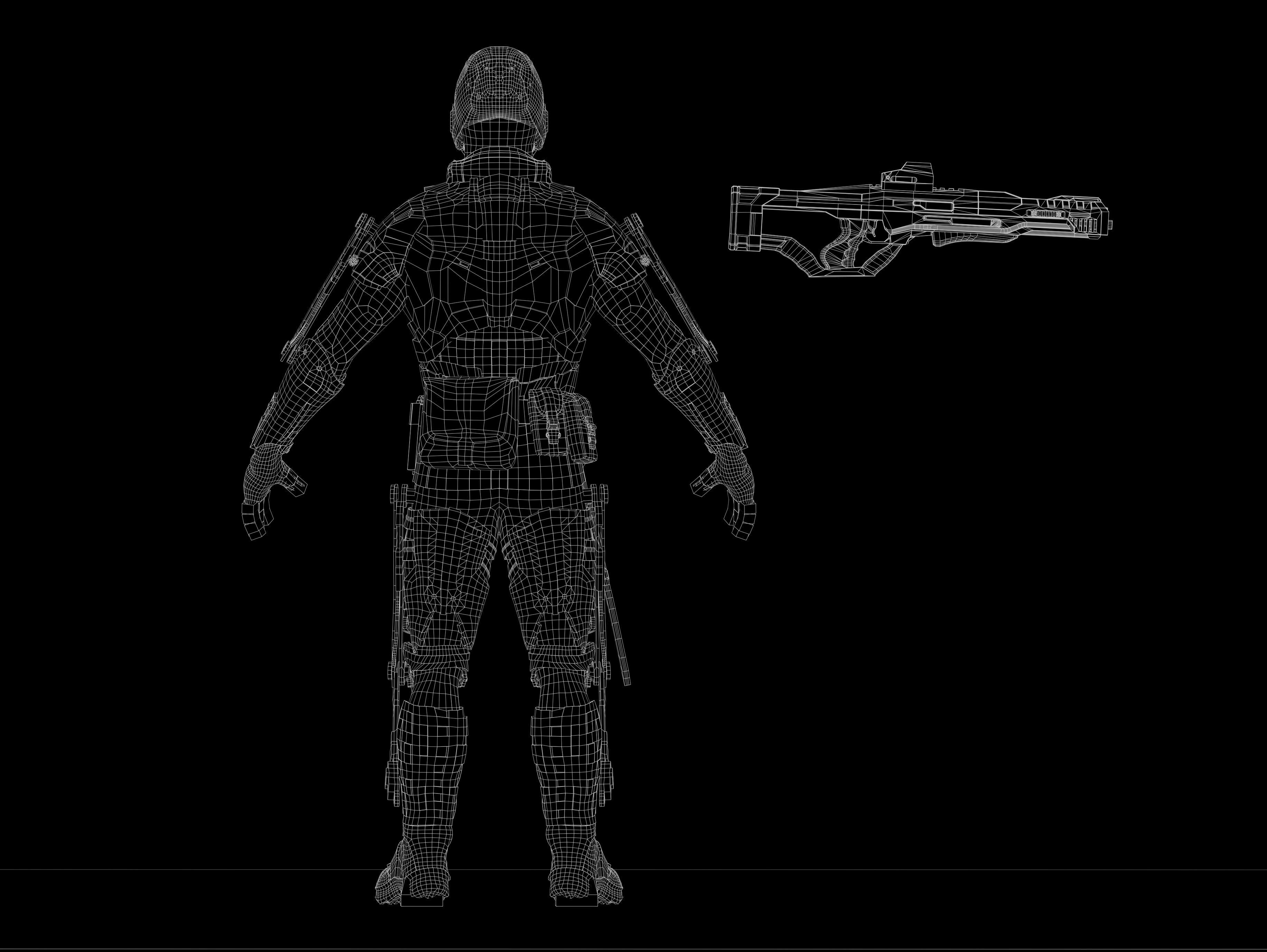Elite Soldier from Warriors of Future  Low-poly 3D model_14