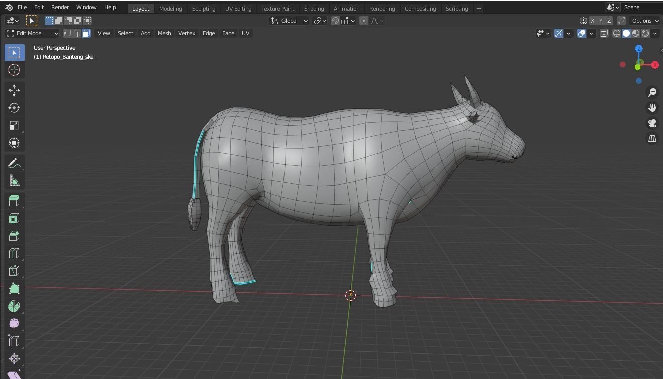 Cow base mesh Low-poly 3D model_5