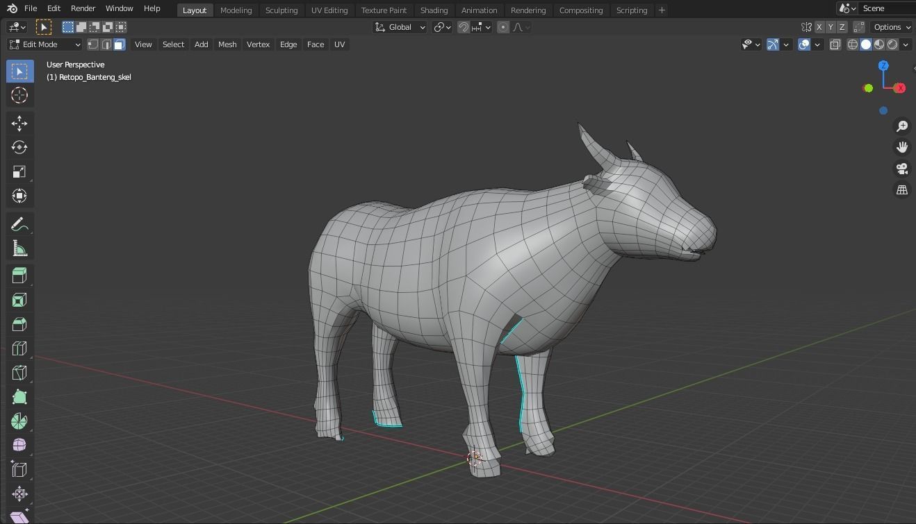 Cow base mesh Low-poly 3D model_1