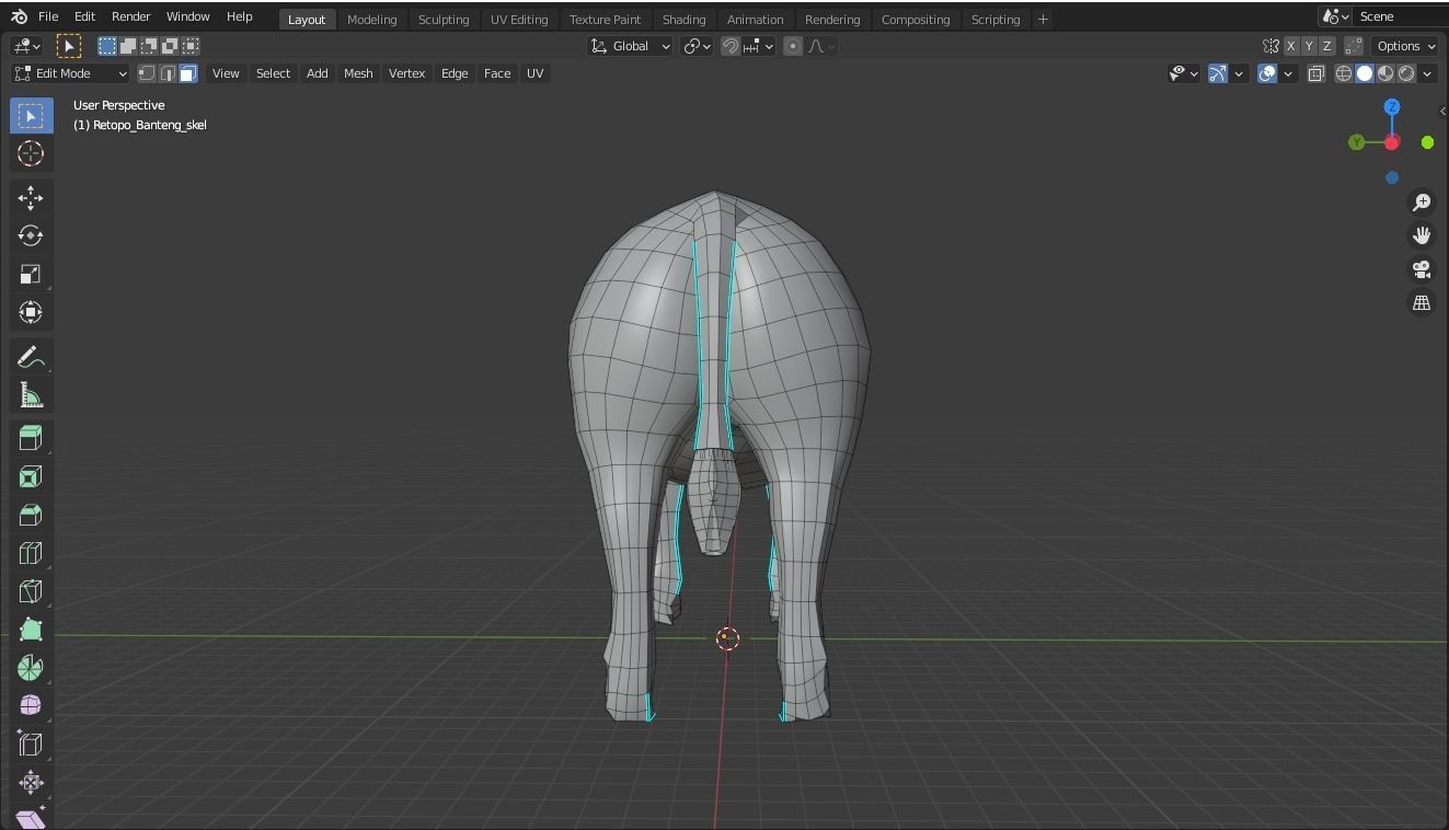 Cow base mesh Low-poly 3D model_3