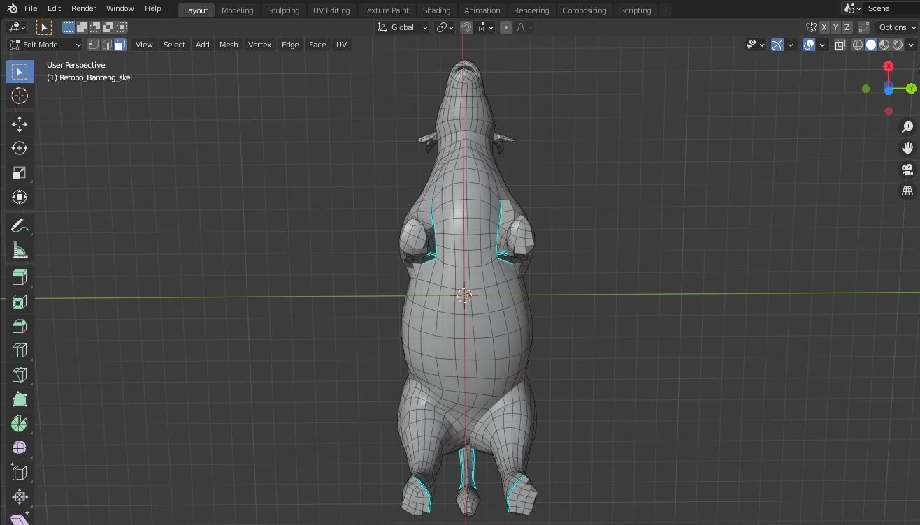 Cow base mesh Low-poly 3D model_6