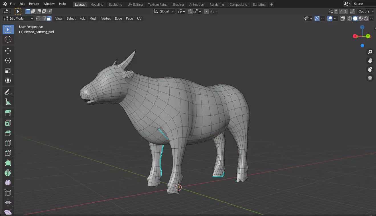 Cow base mesh Low-poly 3D model_0