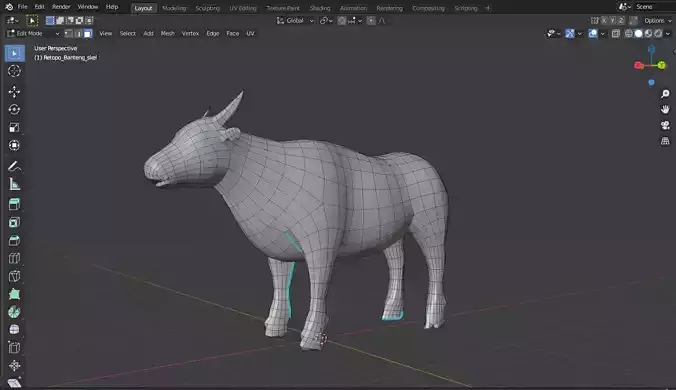 Cow base mesh Low-poly 3D model