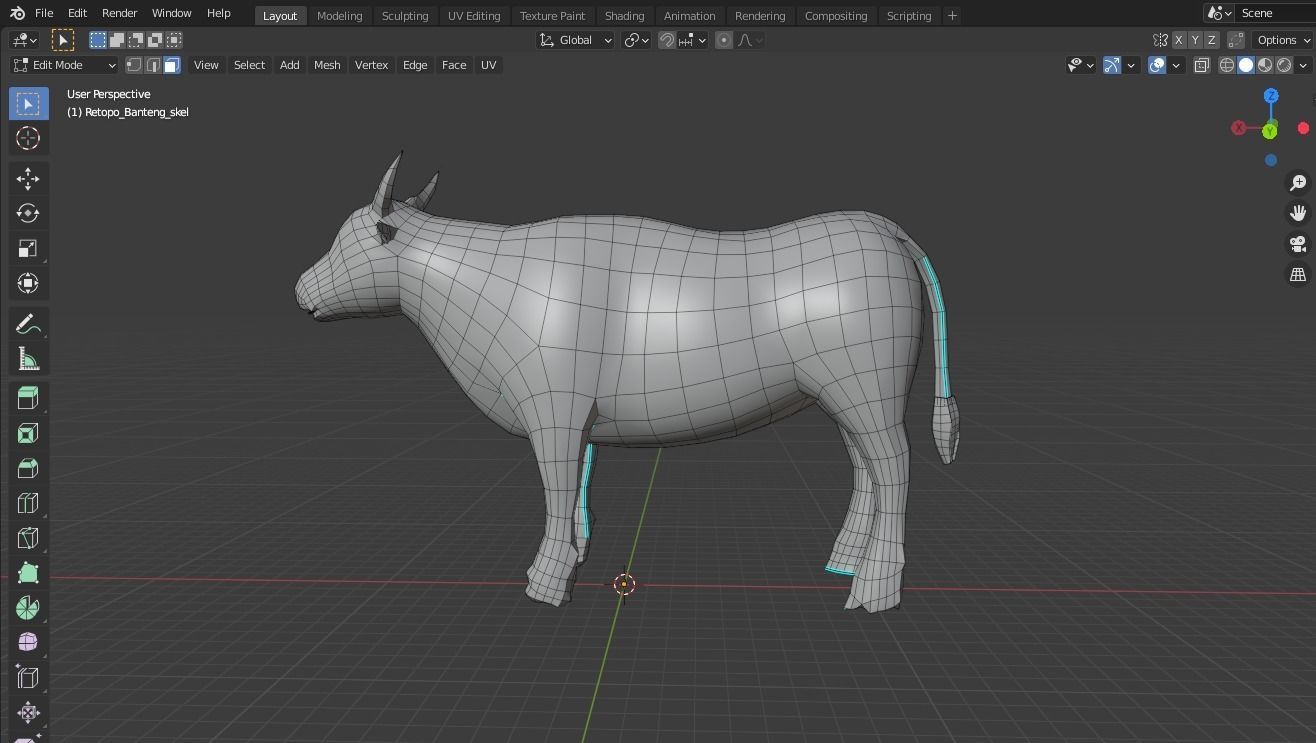 Cow base mesh Low-poly 3D model_4