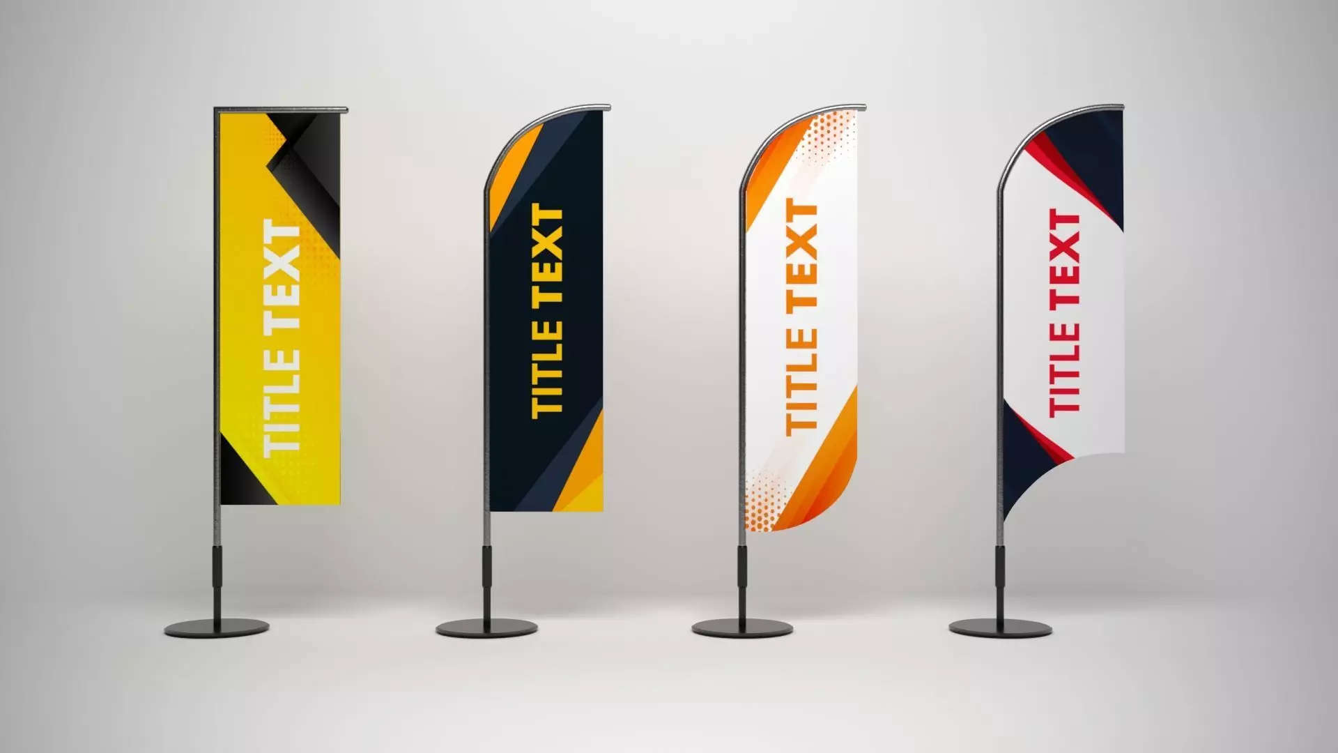 Banner Flags Low-poly 3D model_0