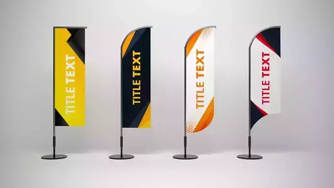 Banner Flags Low-poly 3D model