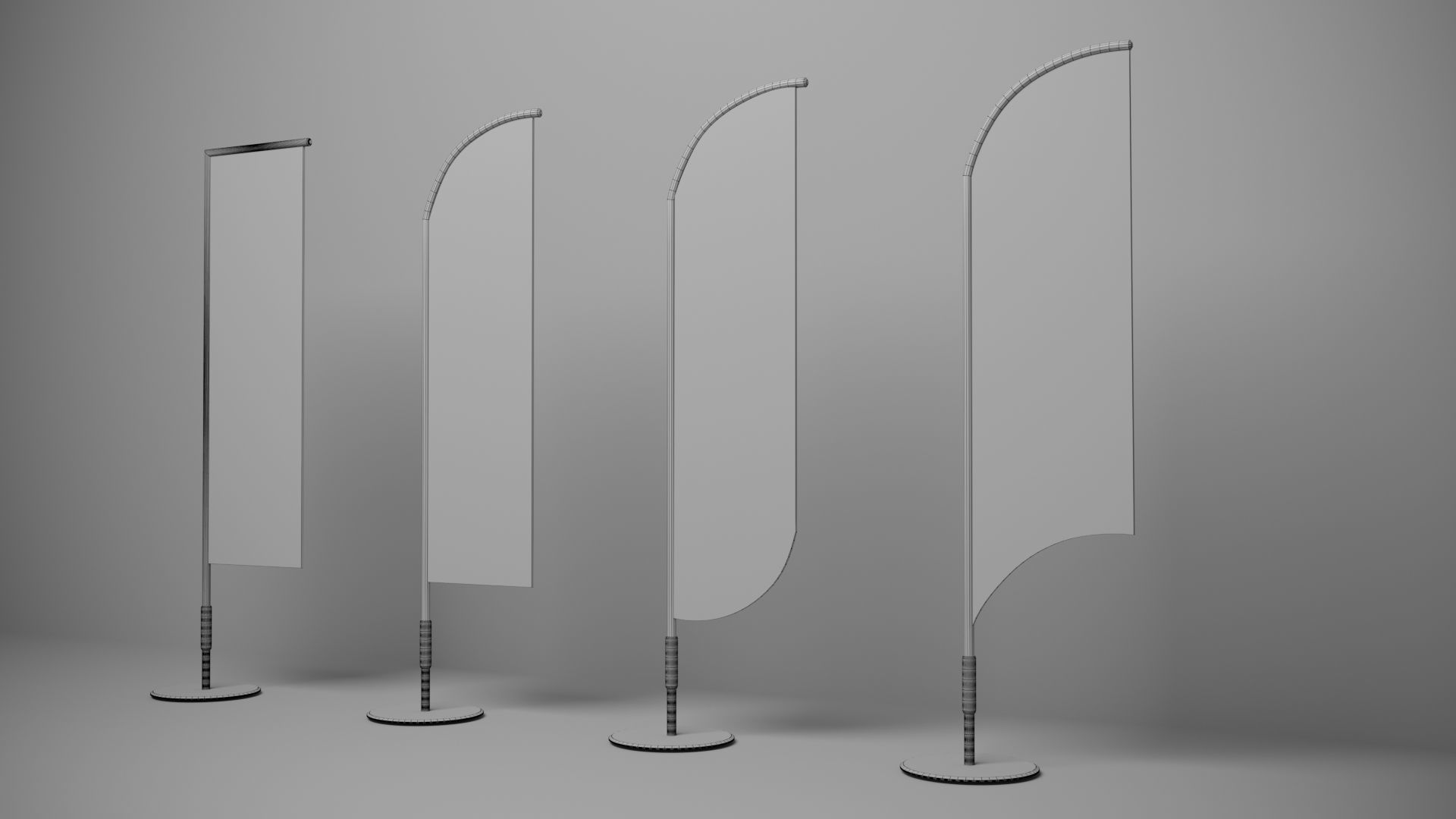 Banner Flags Low-poly 3D model_8