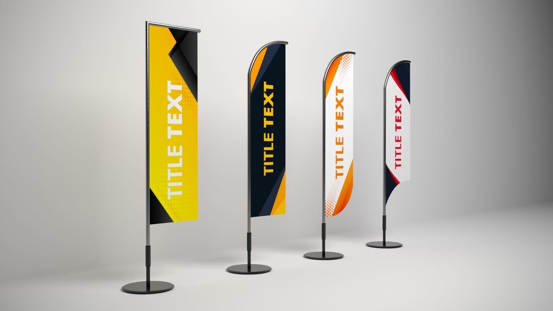 Banner Flags Low-poly 3D model_1