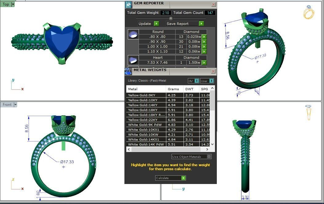 Engagement ring Stella heart 3D print model_4